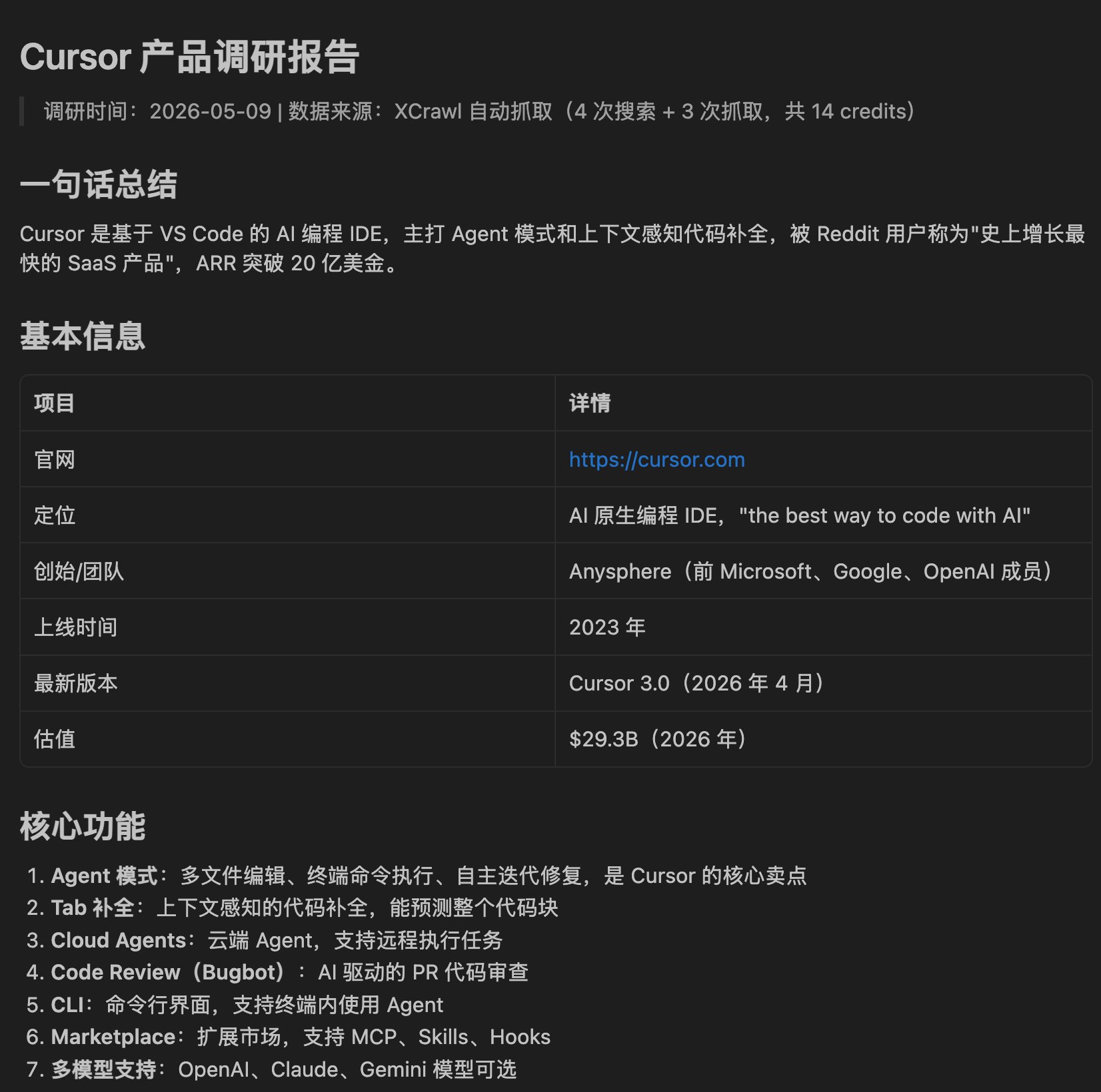 竞品对比